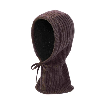 High quality ladies 100% Cashmere  balaclava beanie with drawstring from Chinese manufactory