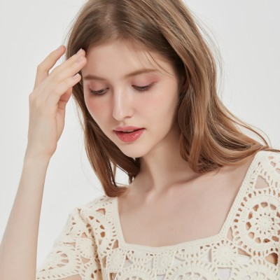 Wholesale OEM  Chinese Design Women High Quality Hand Crochet Cashmere Sweater  For Spring Summer