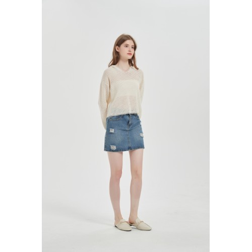 Hand Crochet Cashmere Sweater For Spring&Summer