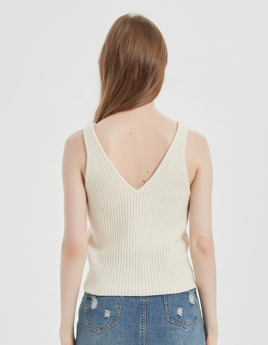 Women Hand Crochet Cashmere Sweater Tank