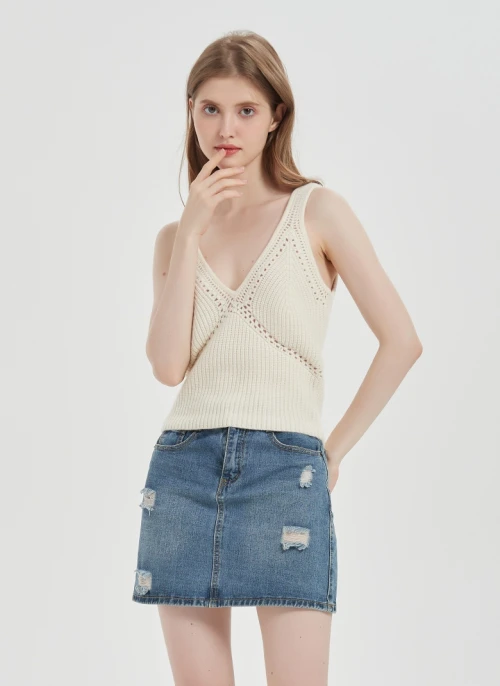 Wholesale New Arrival Women Hand Crochet Cashmere Sweater Tank From Chinese Supplier For Summer