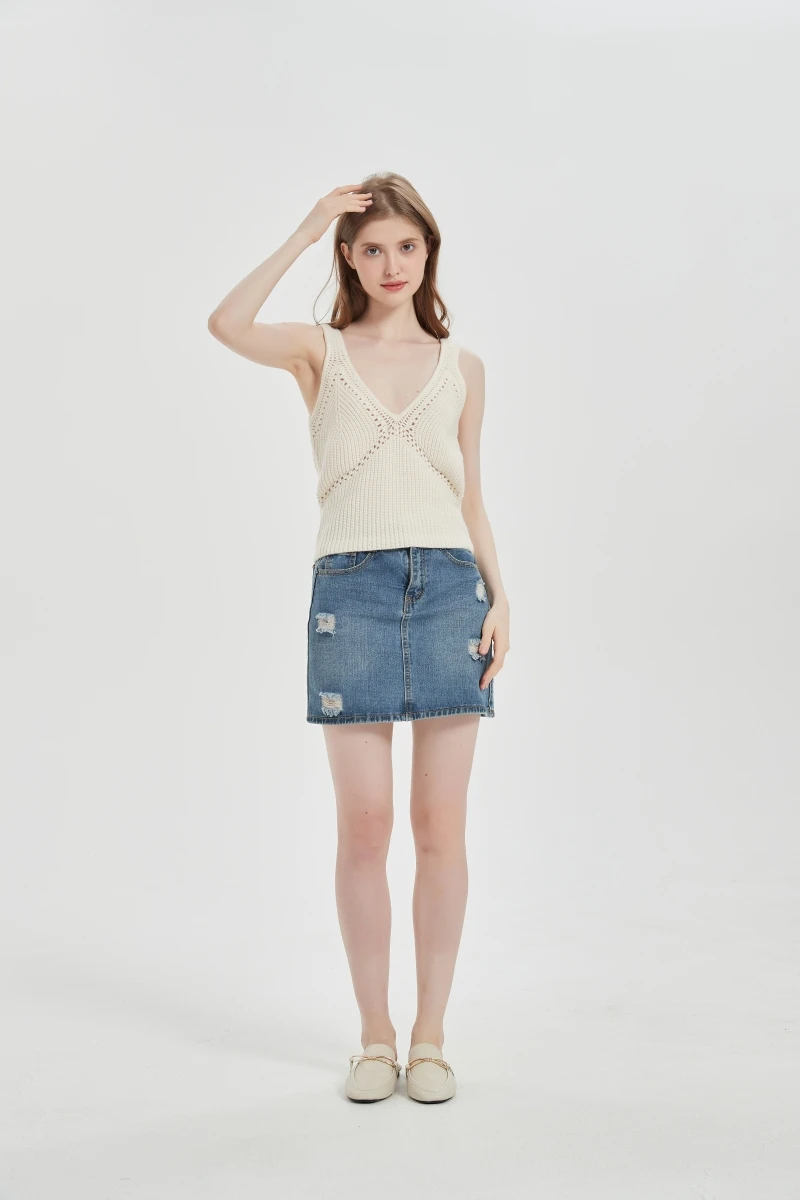 Women Hand Crochet Cashmere Sweater Tank