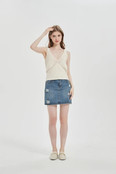 Wholesale New Arrival Women Hand Crochet Cashmere Sweater Tank From Chinese Supplier For Summer