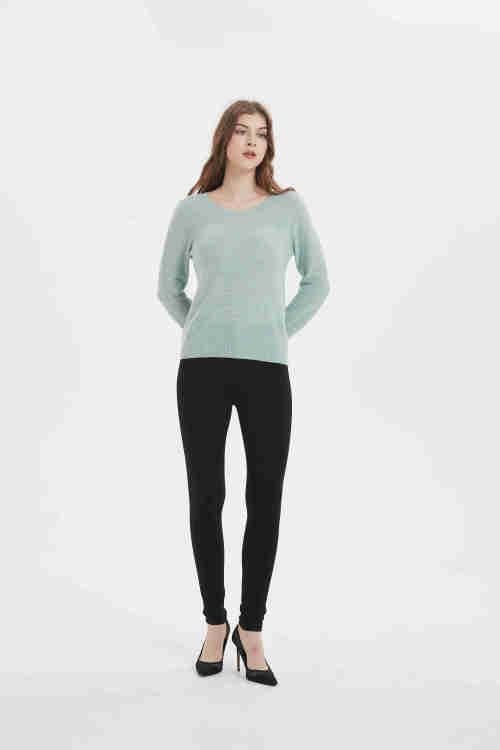 Wholesale Ladies 90% Cashmere 10%Silk Crew Neck Sweaters