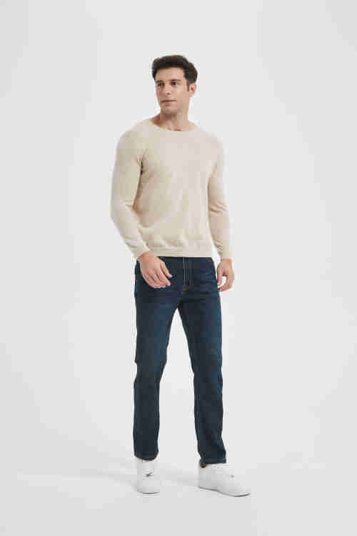 Wholesale Men 90% Cashmere 10%Silk Crew Neck Sweaters