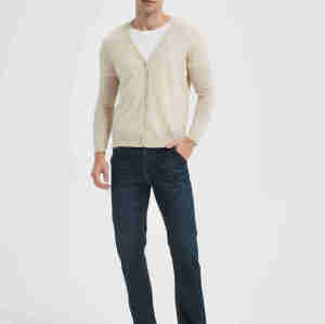 Wholesale Men 90% Cashmere 10%Silk Cardigan Sweaters