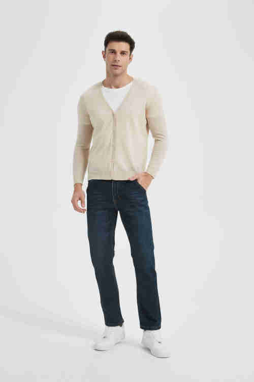 Wholesale Men 90% Cashmere 10%Silk Cardigan Sweaters
