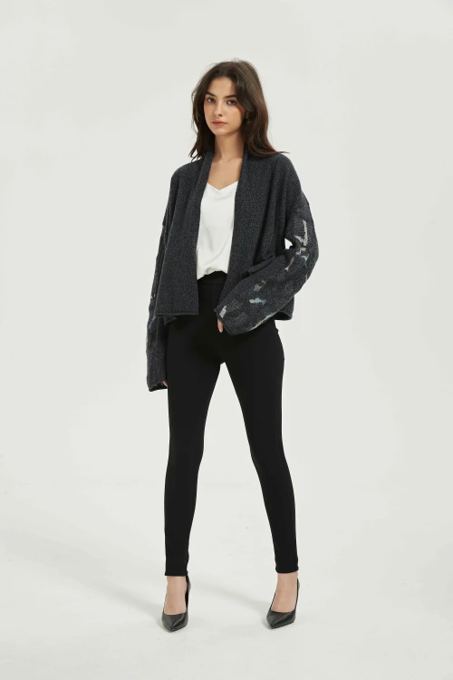 Wholesale Ladies Cashmere Fancy Jacquard Cardigan