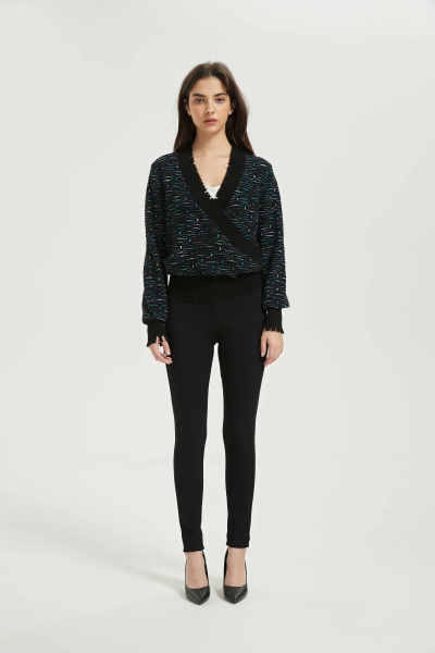 Wholesale Ladies Cashmere Fancy Jacquard V-neck Sweater