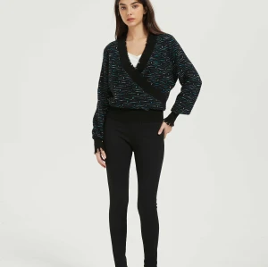 Wholesale Ladies Cashmere Fancy Jacquard V-neck Sweater