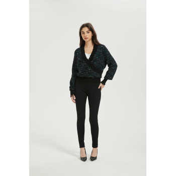 Wholesale Ladies Cashmere Fancy Jacquard V-neck Sweater