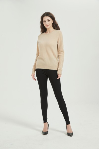 ODM Ladies 100% Easy Care Cashmere Crew Neck Sweater From Chinese Supplier