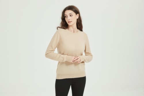 ODM Ladies 100% Easy Care Cashmere Crew Neck Sweater From Chinese Supplier