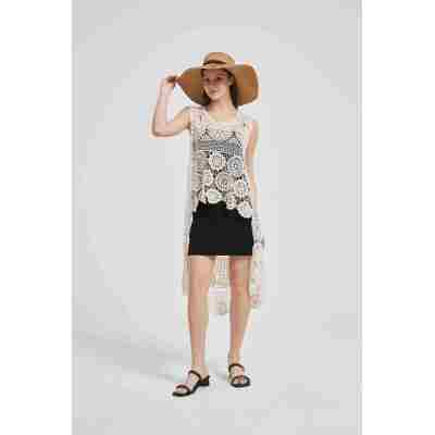 Wholesale high quality ladies Crochet Effect Cotton&Cashmere Sweater from Chinese factory