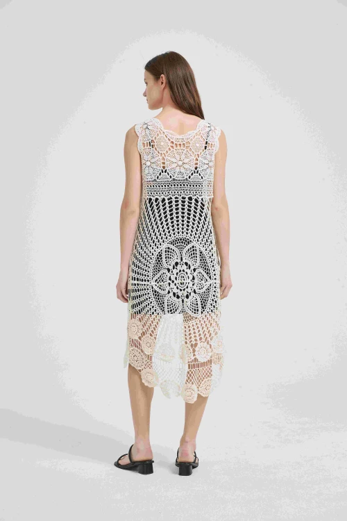 Wholesale high quality ladies Crochet Effect Cotton&Cashmere Sweater from Chinese factory