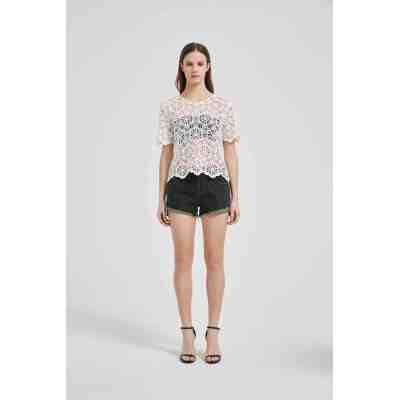 Wholesale Ladies Crochet Effect Cotton&Cashmere Sweater