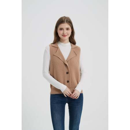 New design Chinese wholesale high quality womens business cashmere knitted cardigan vest