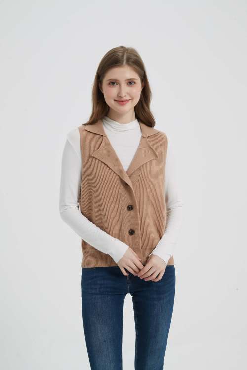 New design Chinese wholesale high quality womens business cashmere knitted cardigan vest