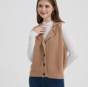 New design Chinese wholesale high quality womens business cashmere knitted cardigan vest