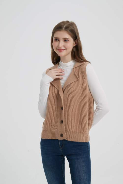 New design Chinese wholesale high quality womens business cashmere knitted cardigan vest