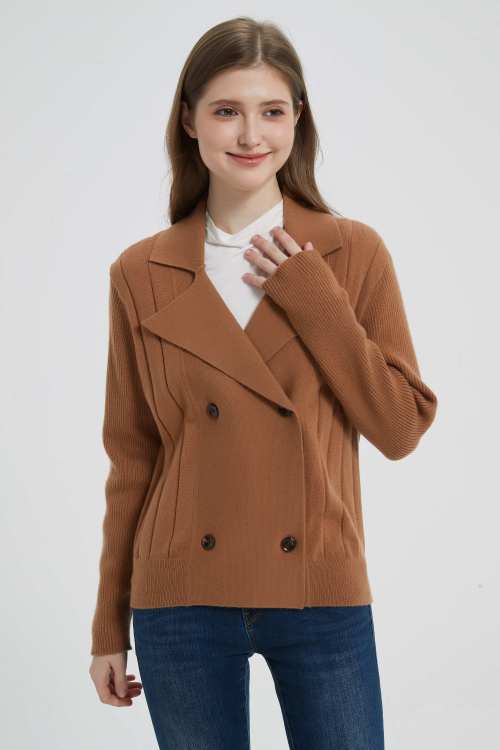 Wholesale high quality Womens business cashmere knitted blazer jacket from Chinese manufacture