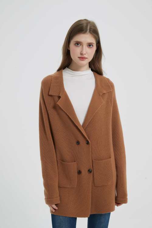 OEM wholesale high quality womens business cashmere knitted blazer cardigan from Chinese factory