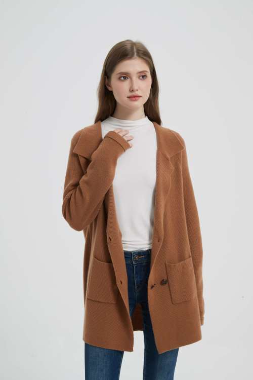 OEM wholesale high quality womens business cashmere knitted blazer cardigan from Chinese factory