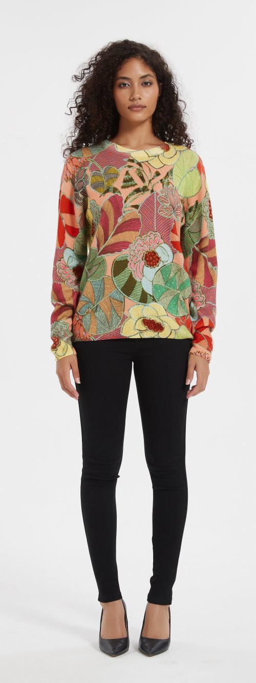 Wholesale high quality Women's digital printing long sleeve cashmere sweater from China