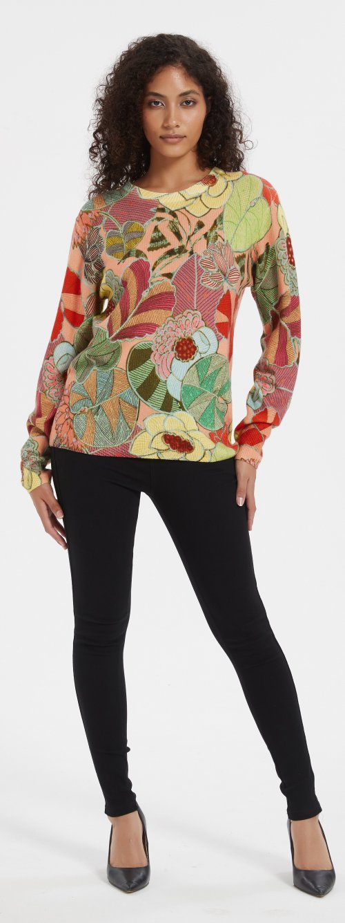 Wholesale high quality Women's digital printing long sleeve cashmere sweater from China