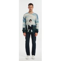 New design men's digital printing crew neck cashmere sweater from chinese factory