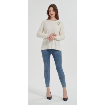 OEM wholesale high quality Women's hand embroidery crewneck cashmere sweater from China