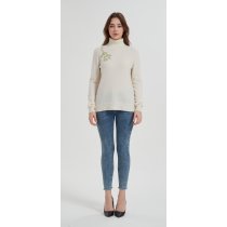 High quality Women's hand embroidery turtleneck cashmere sweater from Chinese