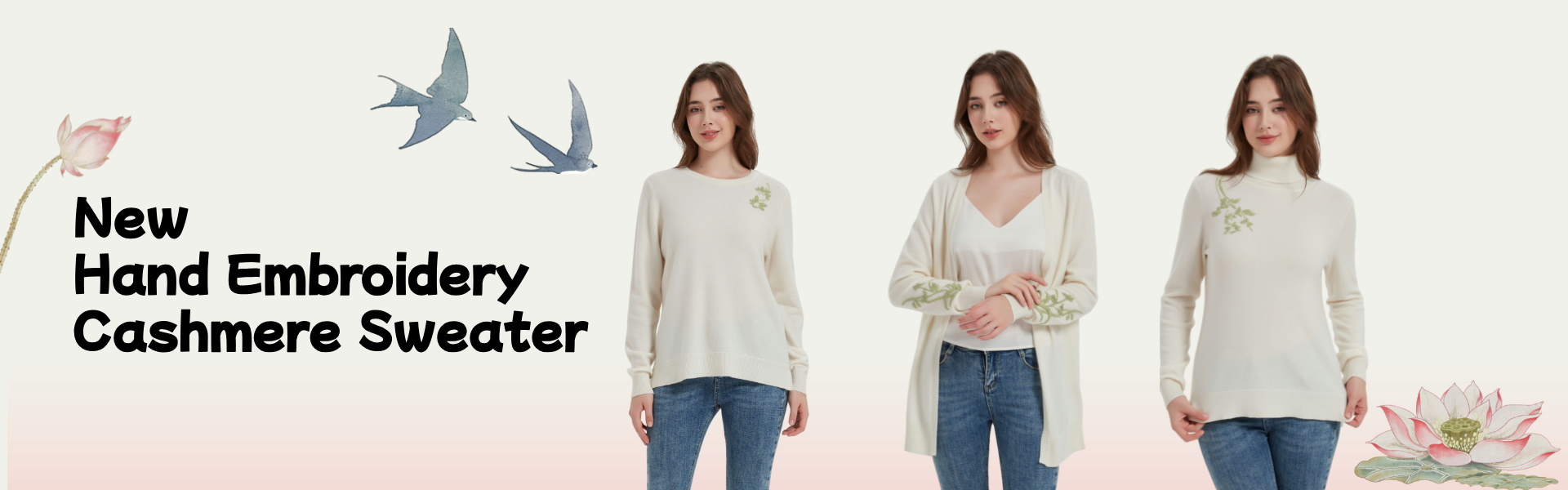 New hand embroidery cashmere sweater