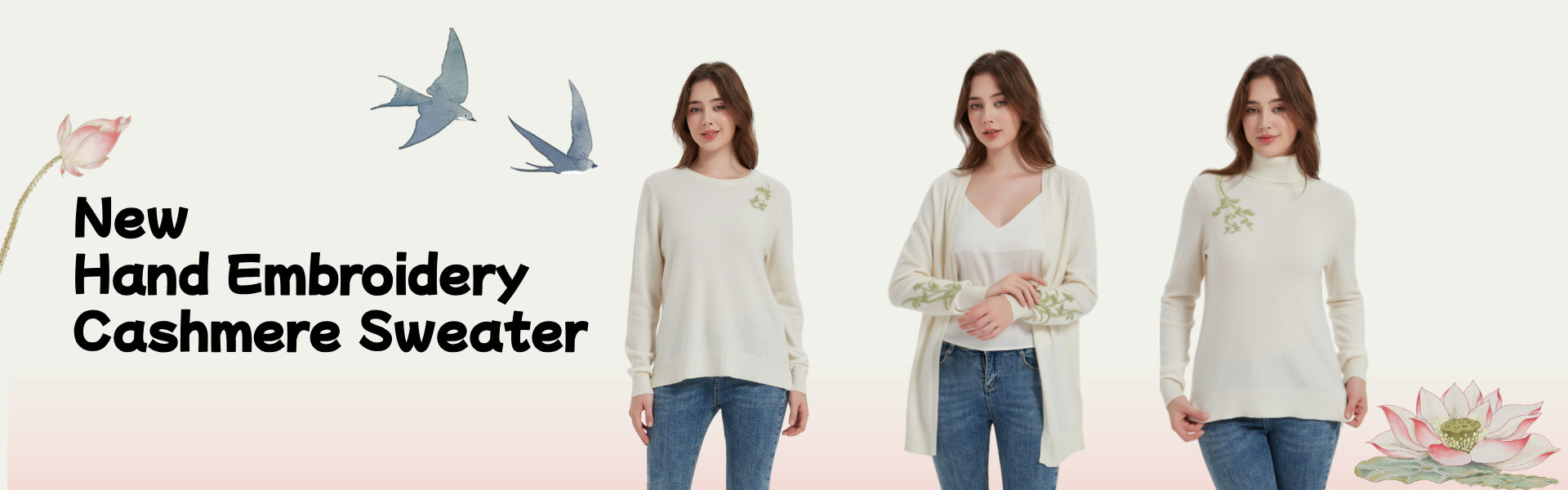 New hand embroidery cashmere sweater