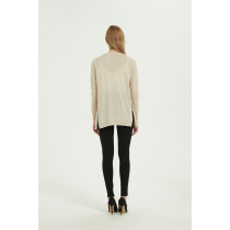 Anti-Bacterial Cashmere Silk Long Sleeve Cardigan in camel color