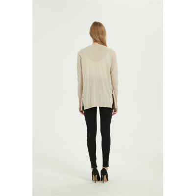 Anti-Bacterial Cashmere Silk Long Sleeve Cardigan in camel color