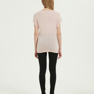 Lady Anti-Bacterial silk cashmere sweater with Short Sleeves in pink color