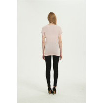 Lady Anti-Bacterial silk cashmere sweater with Short Sleeves in pink color