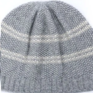 Wholesale Unisex Rib Cashmere Beanie with Stripes