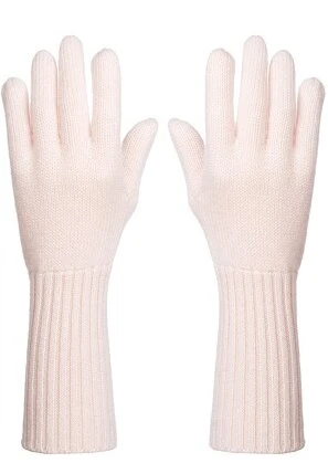 Wholesale Latest Fashion High Quality Pink Cashmere Mittens in Middle Size