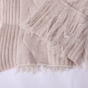 Wholesale Latest Fashion Rib Knit Solid Color Women Cashmere Scarf with Fringes From Chinese Factory
