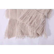 Wholesale Latest Fashion Rib Knit Solid Color Women Cashmere Scarf with Fringes From Chinese Factory