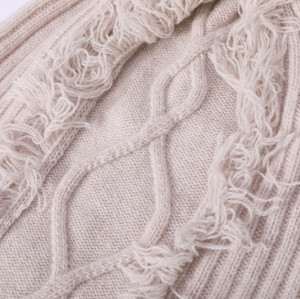 Private Label Small MOQ OEM Design Ladies Pure Cashmere Beanie with Fringes For Fall Winter