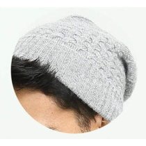 Wholesale Men's solid colour pure cashmere cable hat and scarf suit China manufacturer