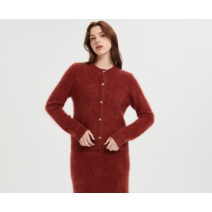 New design high quality women's 100%brushed cashmere cable cardigan from China