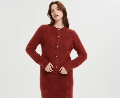 New design high quality women's 100%brushed cashmere cable cardigan from China