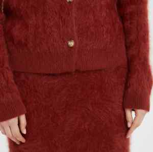 New design high quality women's 100%brushed cashmere cable cardigan from China
