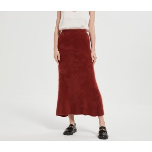 High quality wholesale women latest 100%brushed cashmere midi skirt in reasonable price