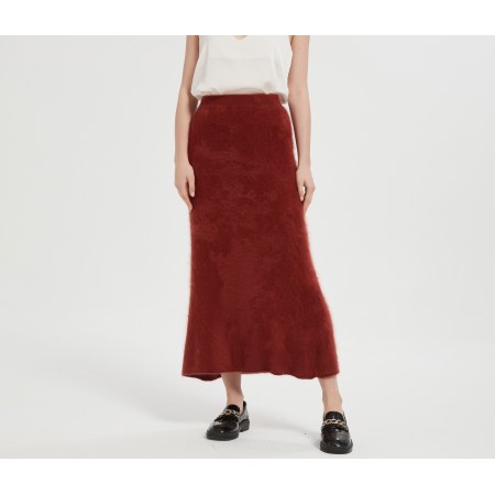 High quality wholesale women latest 100%brushed cashmere midi skirt in reasonable price