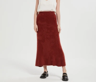 High quality wholesale women latest 100%brushed cashmere midi skirt in reasonable price